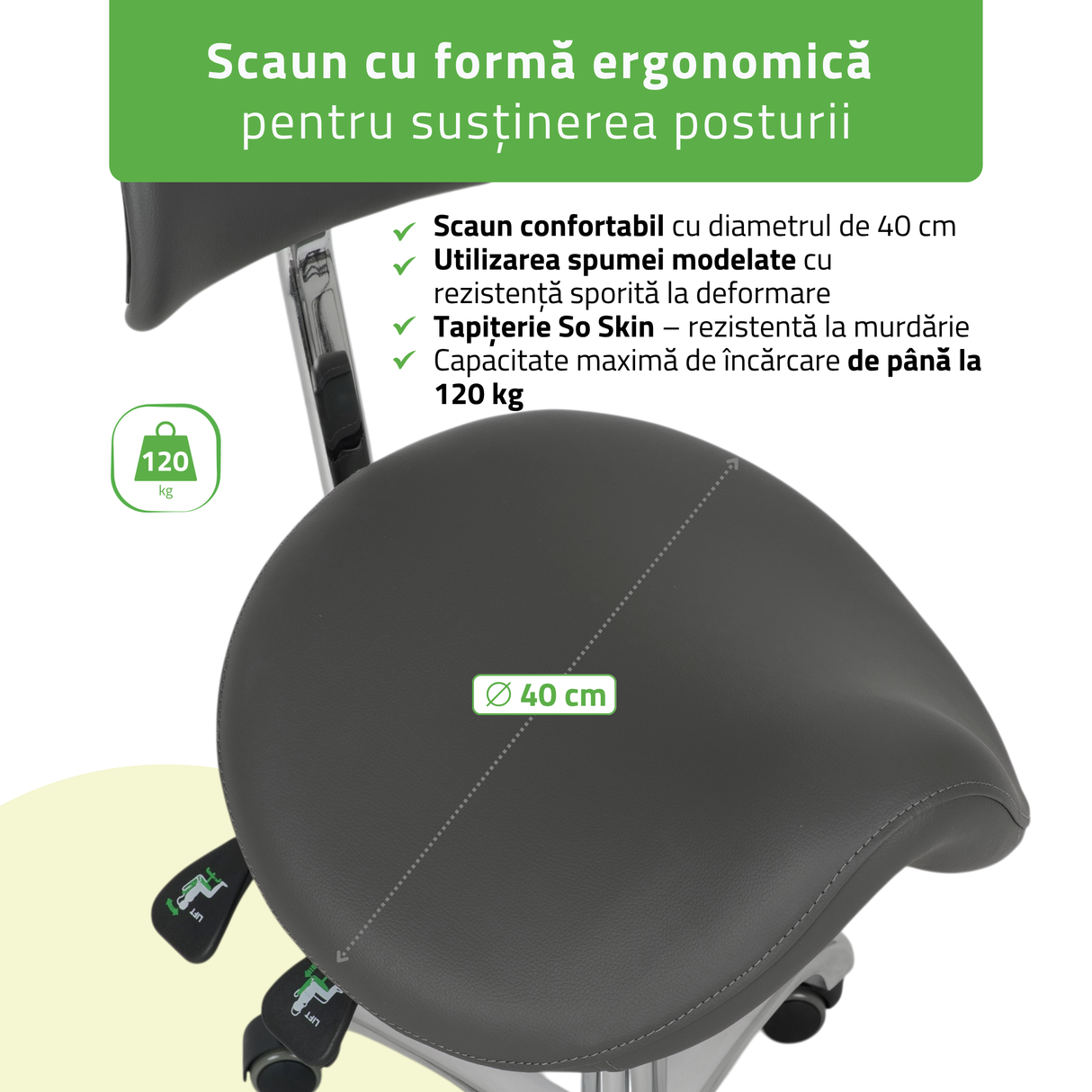 Scaun,Taburet rotativ cu spătar | Diana