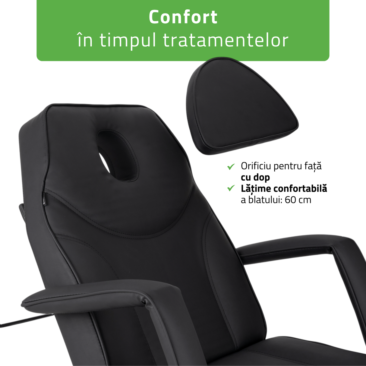 Fotoliu cosmetic electric | LARIS | Scaun cosmetic cu reglare a înălțimi electrică | 1 motor | Telecomandă Manuală | 3 ani garanție!