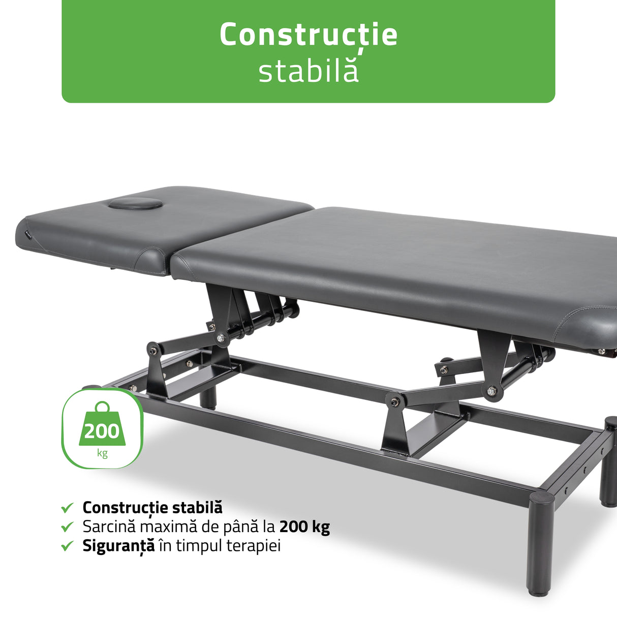 Masă de masaj fixă Vigo 2 | Pat de masaj fix |  2 segmente | Reglare înălțimii manuală prin manivelă | 2 ani garanție!