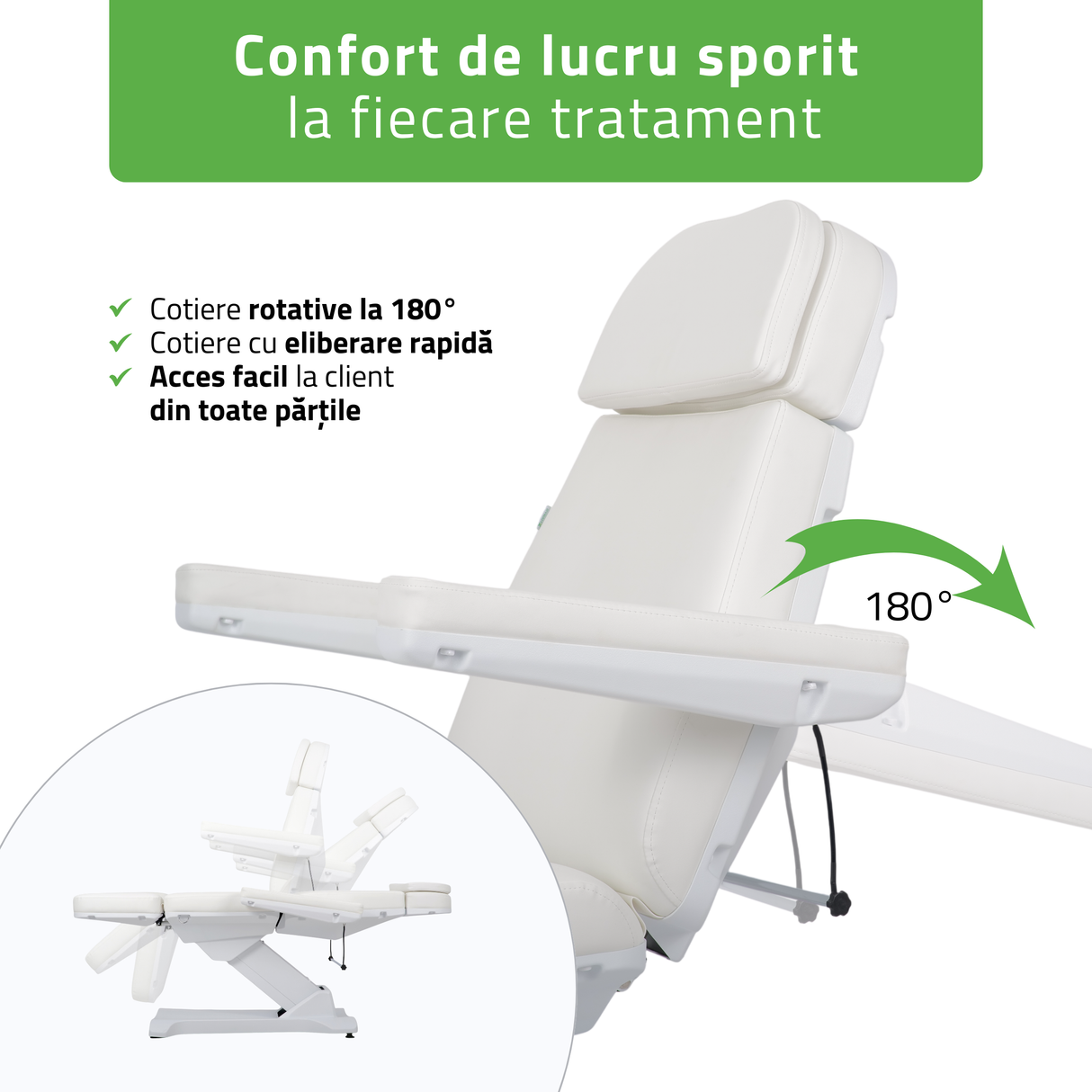 Fotoliu cosmetic, electric SELIA PRO 4 | Telecomandă manuală | 3 ani garanție!