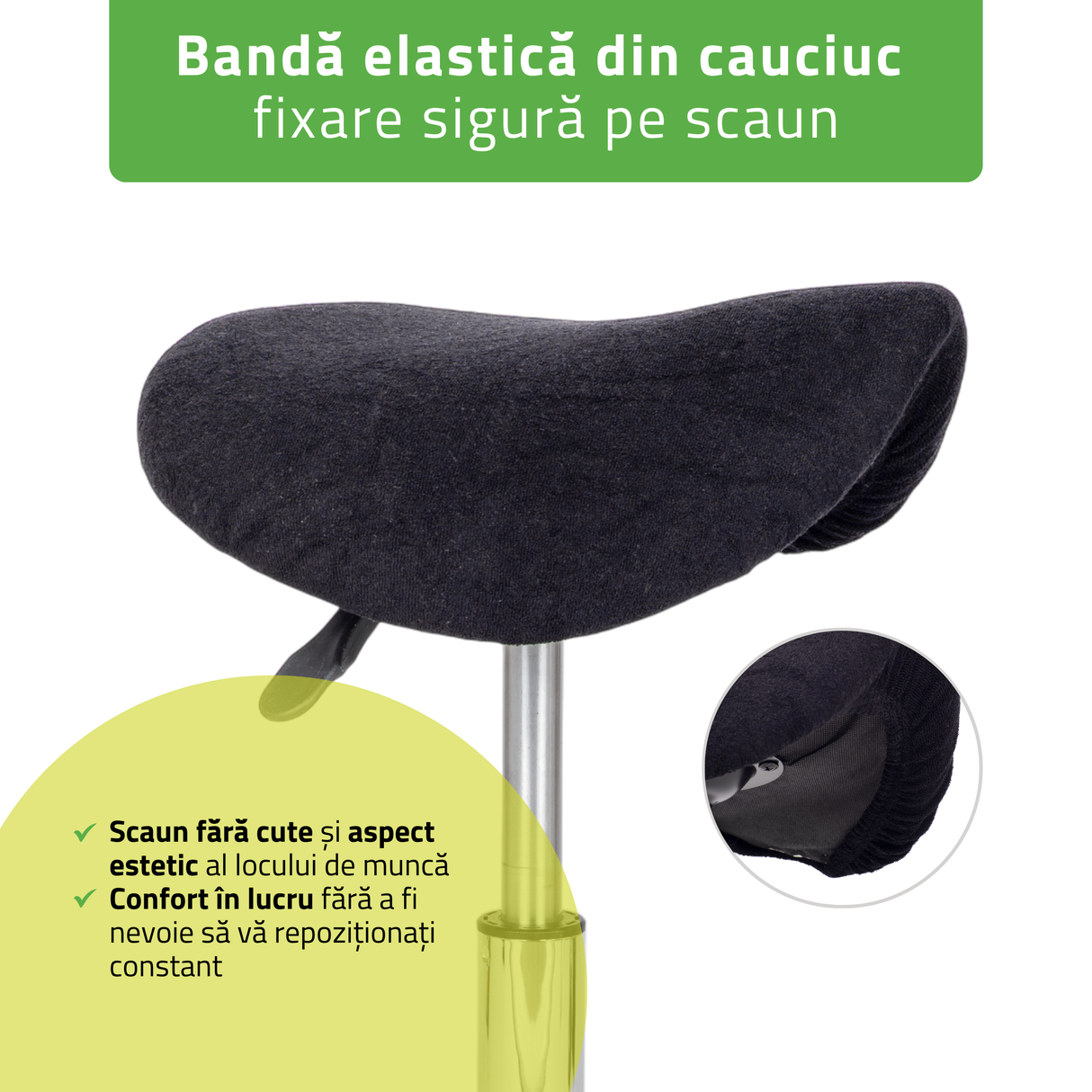 Husă din material frotir pentru Taburet | Sacaun cu roți | Diametru 34-40 cm