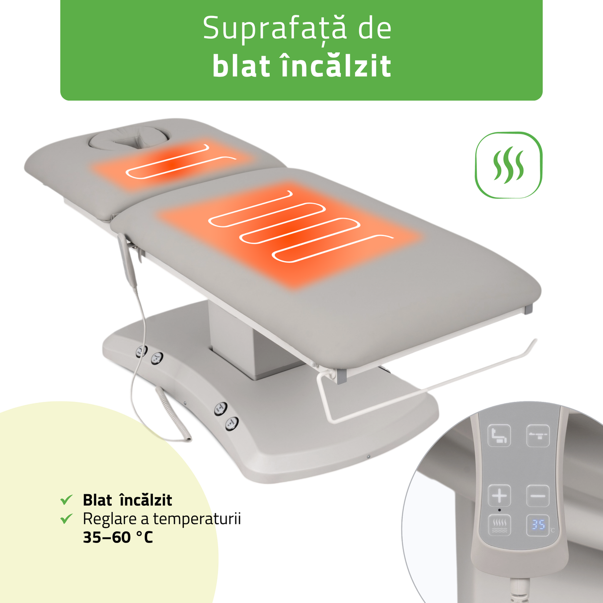 Pat cosmetic electric încălzit | Estella ERGO 2 | Telecomandă Manuală | 3 ani garanție!