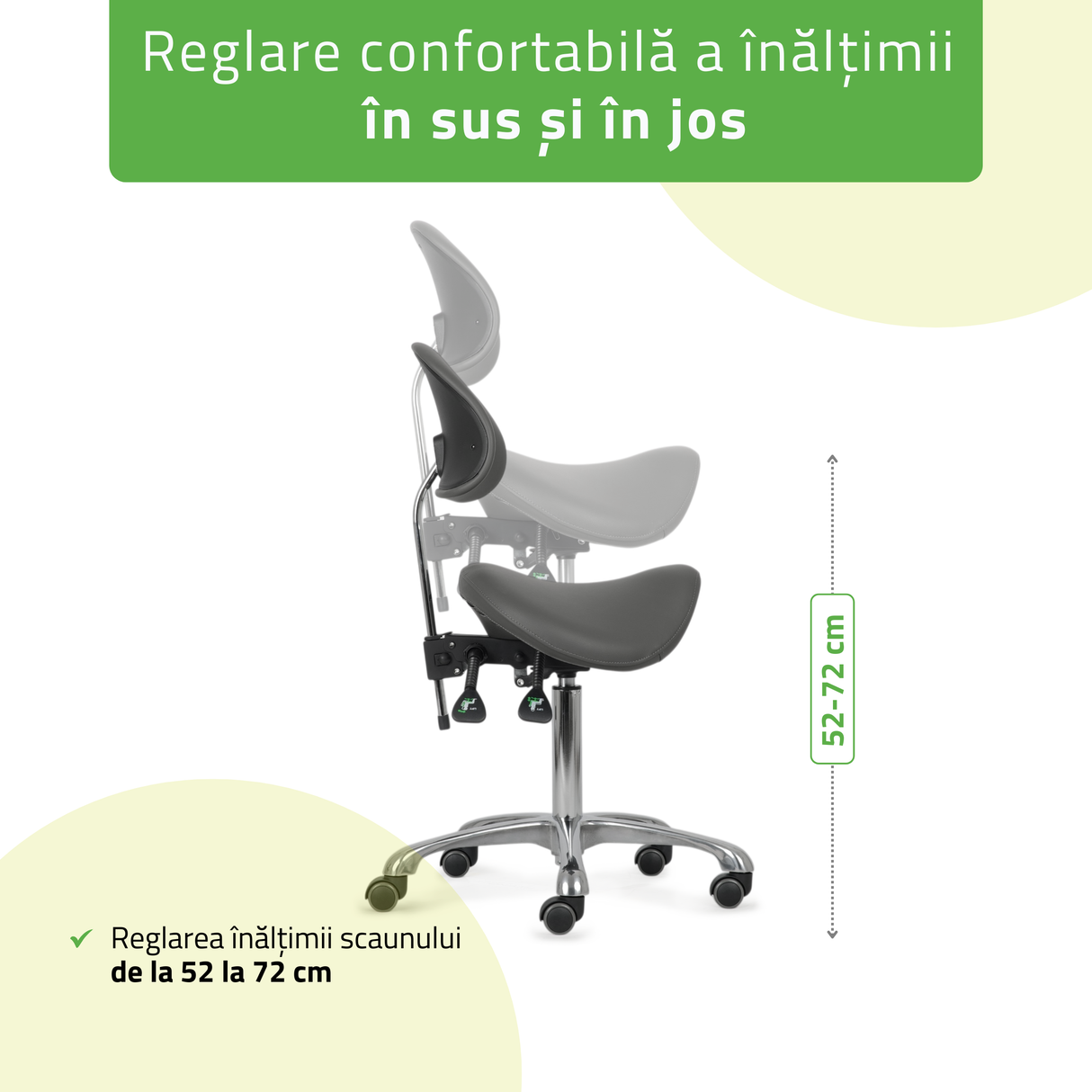 Scaun,Taburet rotativ cu spătar | Diana
