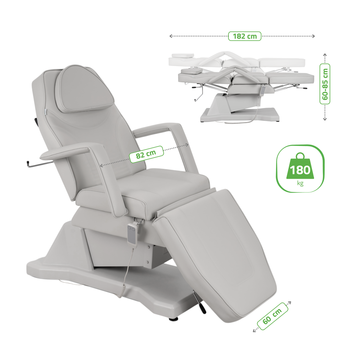 Fotoliu cosmetic electric | LARIS | Scaun cosmetic cu reglare a înălțimi electrică | 1 motor | Telecomandă Manuală | 3 ani garanție!