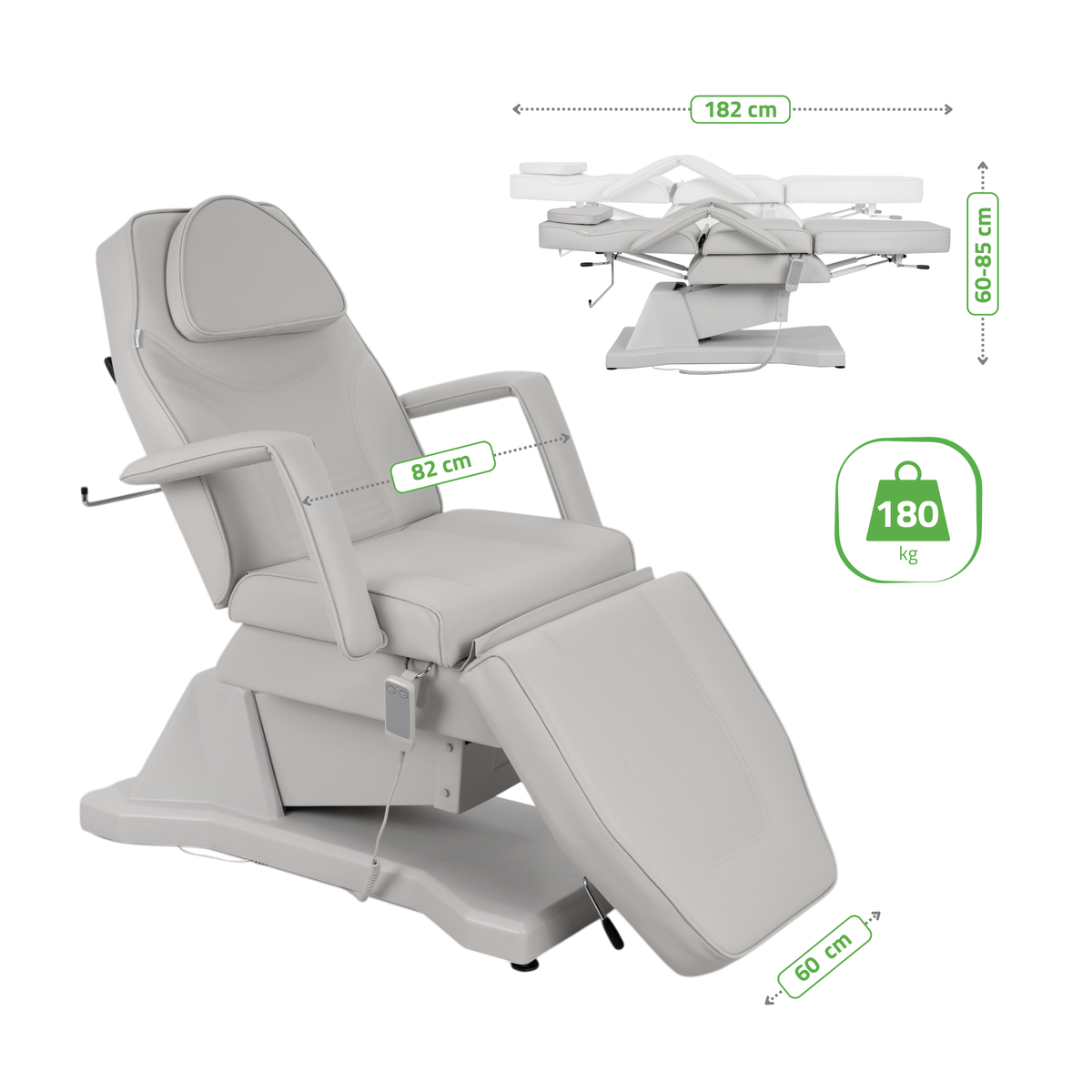 Fotoliu cosmetic electric | LARIS | Scaun cosmetic cu reglare a înălțimi electrică | 1 motor | Telecomandă Manuală