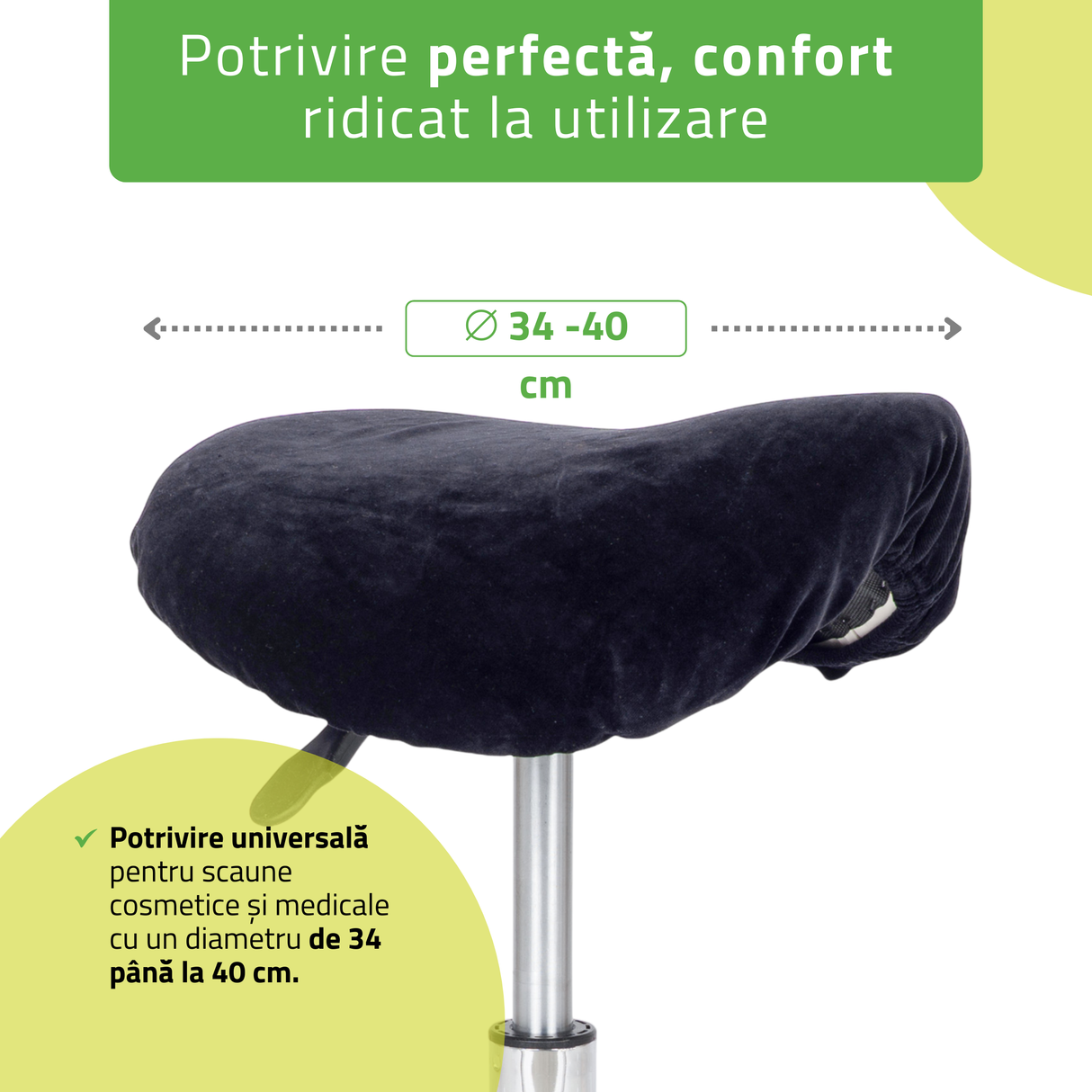 Husă din material Velur pentru Taburet | Scaun cu roți | Diametru 34-40 cm