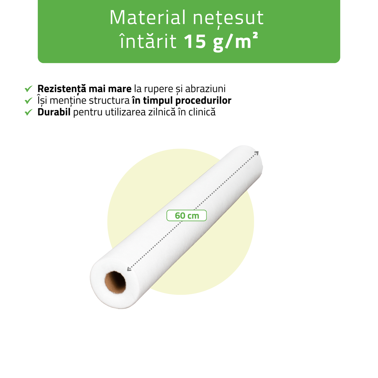 Rolă de protecție igenică de unică folosință din material nețesut | Alb
