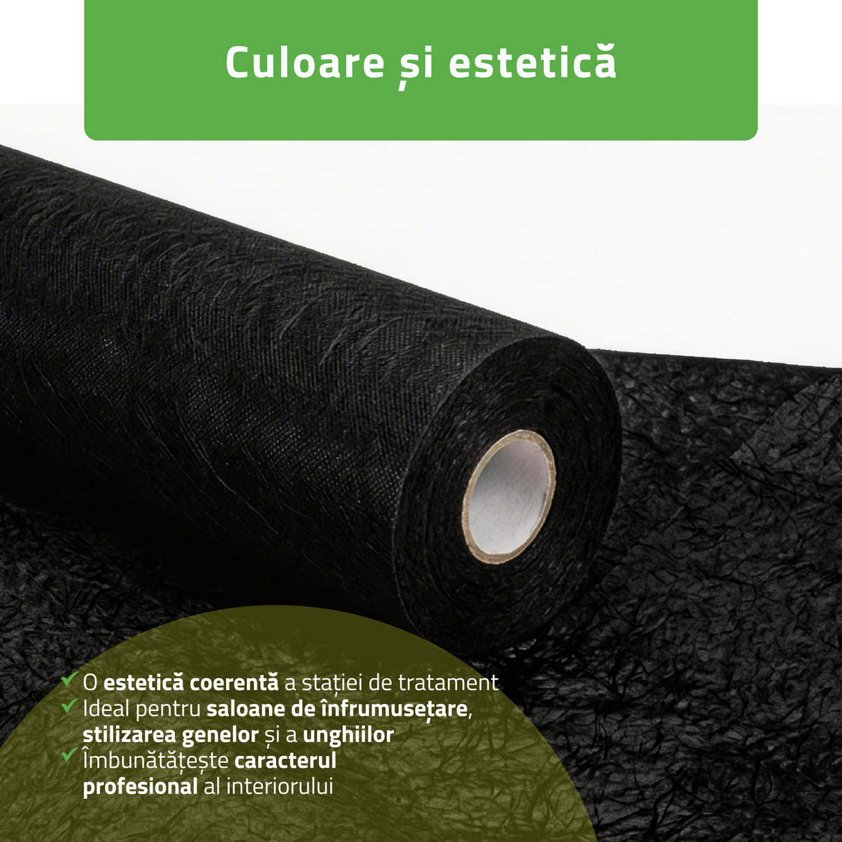 Rolă de protecție igenică de unică folosință din material nețesut | Negru