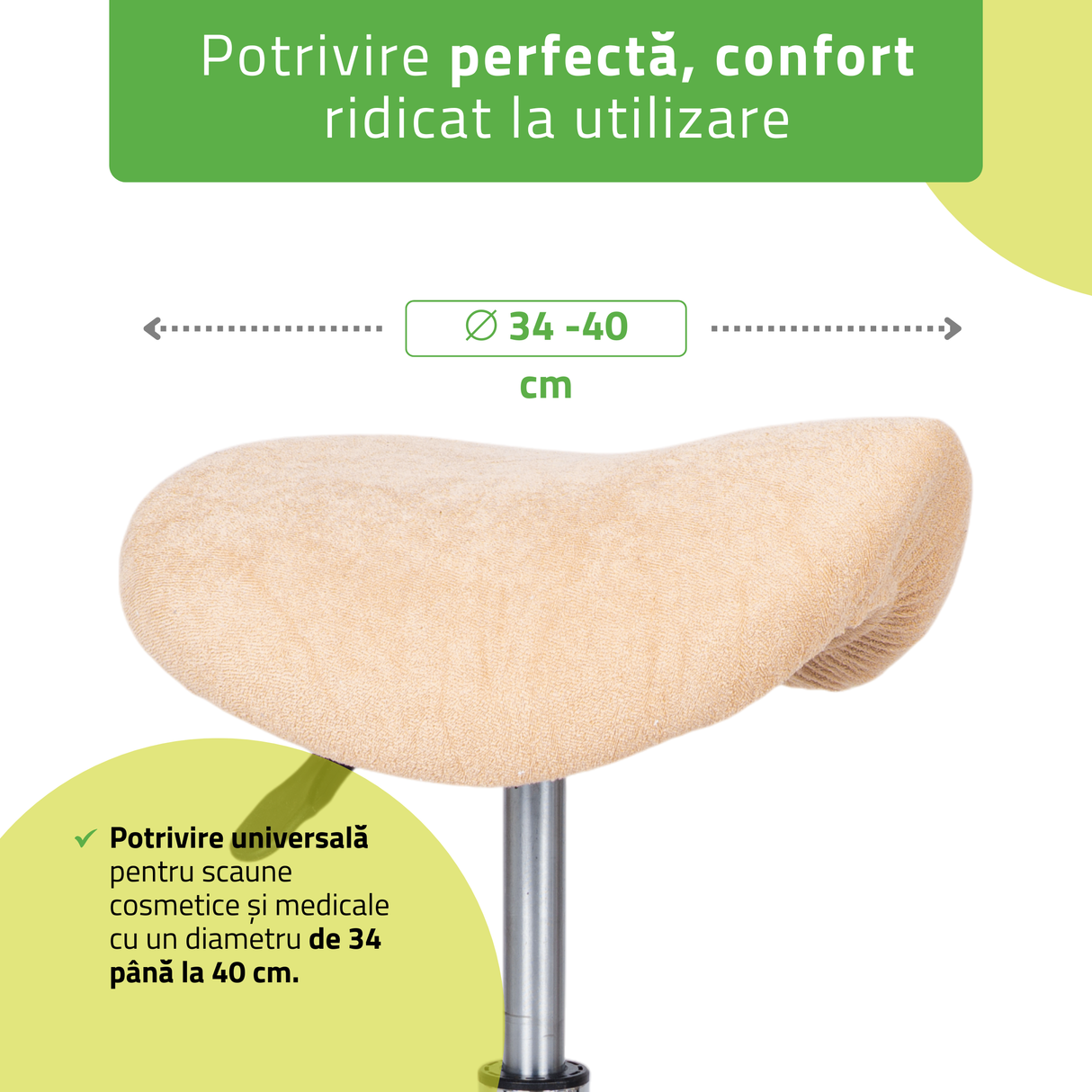 Husă din material frotir pentru Taburet | Sacaun cu roți | Diametru 34-40 cm