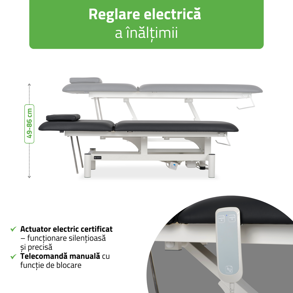 Masă de masaj electrică Optima | Pat de masaj electric |  2 segmente | Telecomandă Manuală | 2 ani garanție!