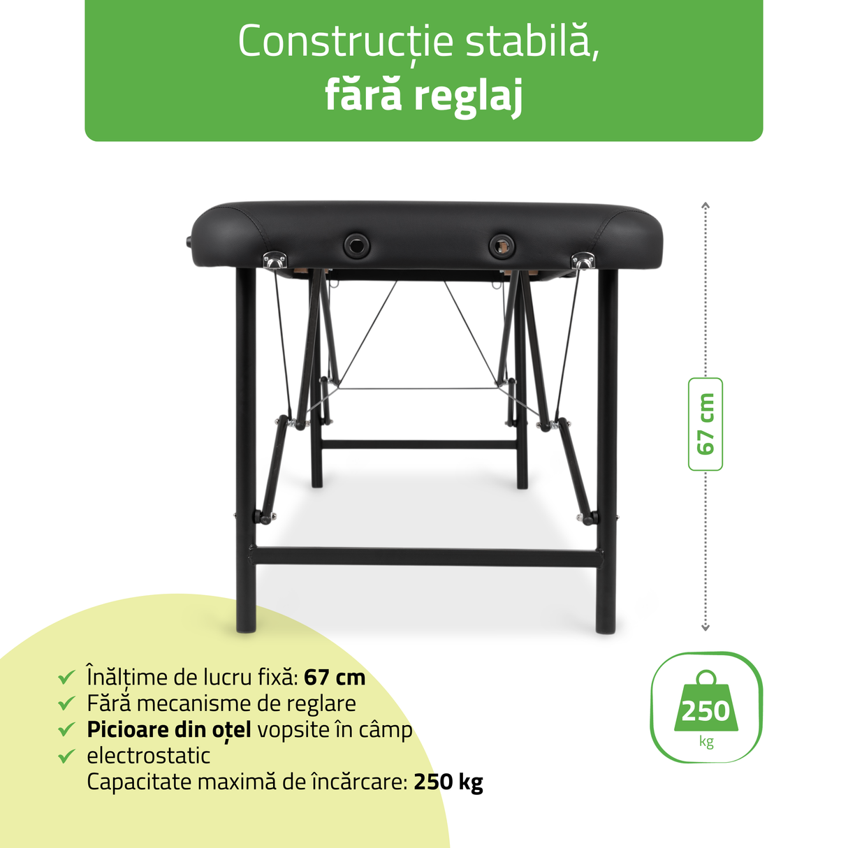 Masă de masaj pliabilă Rico | Pat cosmetică  | Negru  |  60 / 70 cm