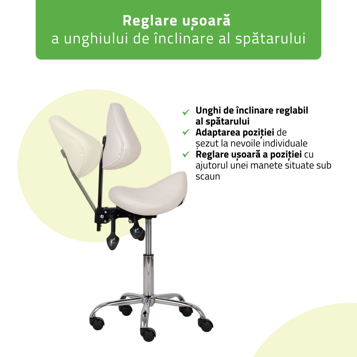 Scaun,Taburet rotativ cu spătar | Sola
