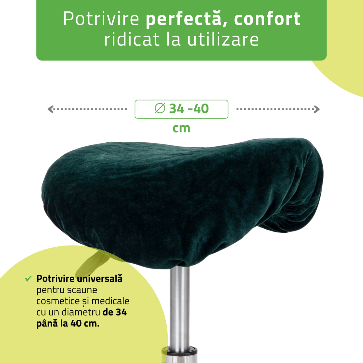 Husă din material Velur pentru Taburet | Scaun cu roți | Diametru 34-40 cm