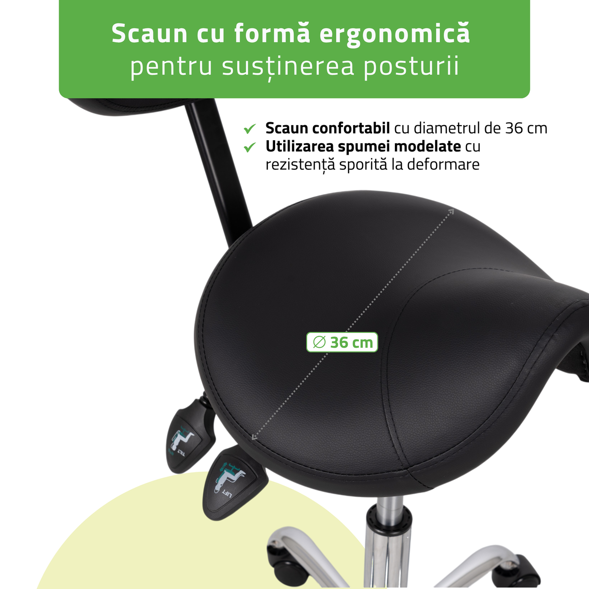 Scaun,Taburet rotativ cu spătar | Sola