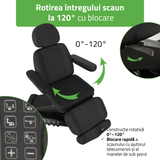 Pat cosmetic electric | Luxoria PRO 5 | Scaun cosmetic cu reglare electrică | Panou Control | Telecomandă Manuală | 3 ani garanție!