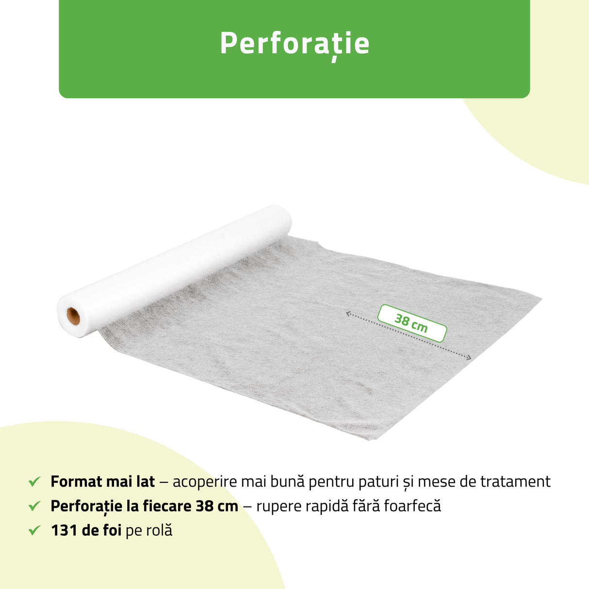 Rolă de protecție igenică de unică folosință din material nețesut | Alb