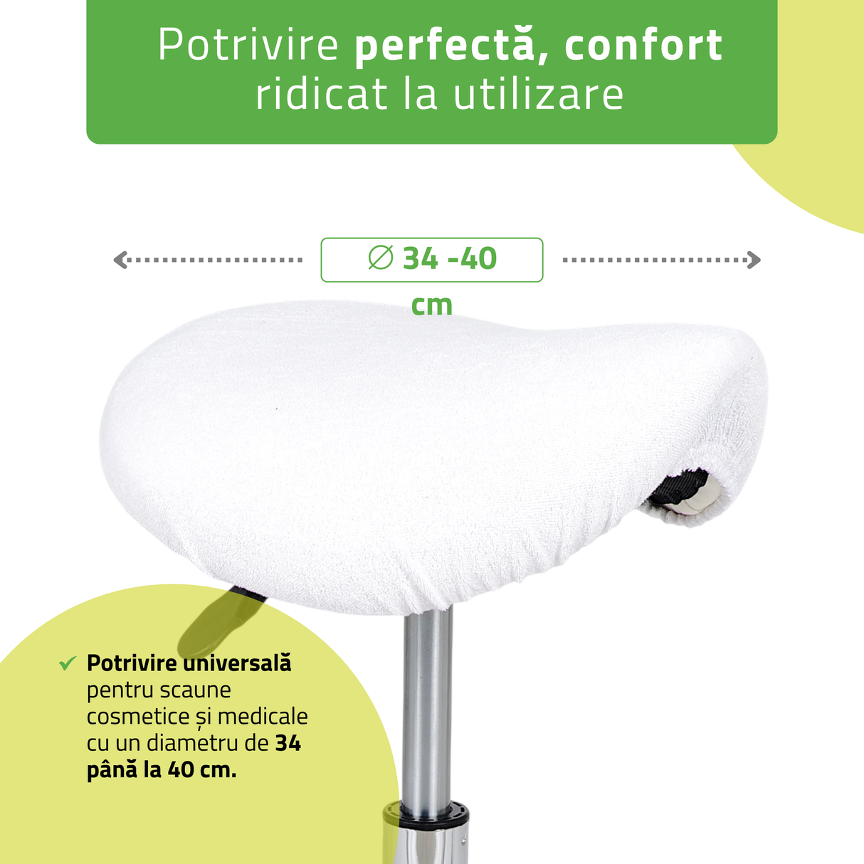 Husă din material frotir pentru Taburet | Sacaun cu roți | Diametru 34-40 cm