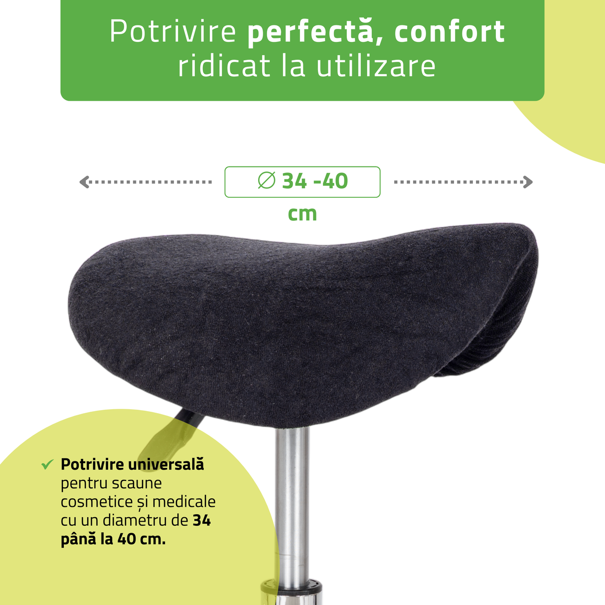 Husă din material frotir pentru Taburet | Sacaun cu roți | Diametru 34-40 cm
