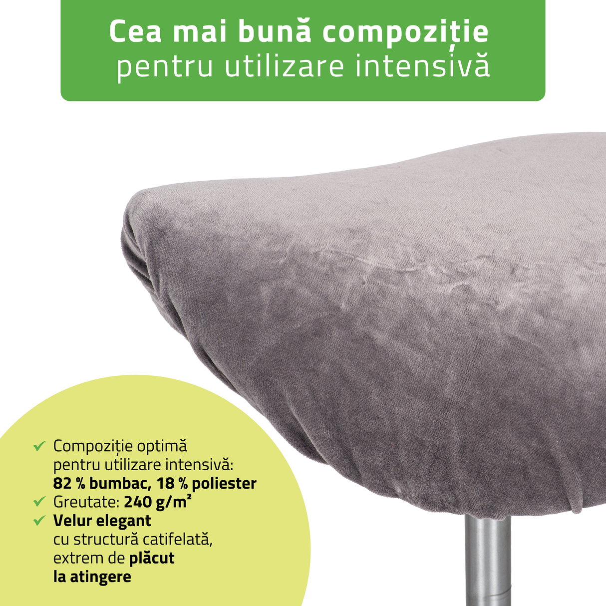 Husă din material Velur pentru Taburet | Scaun cu roți | Diametru 34-40 cm