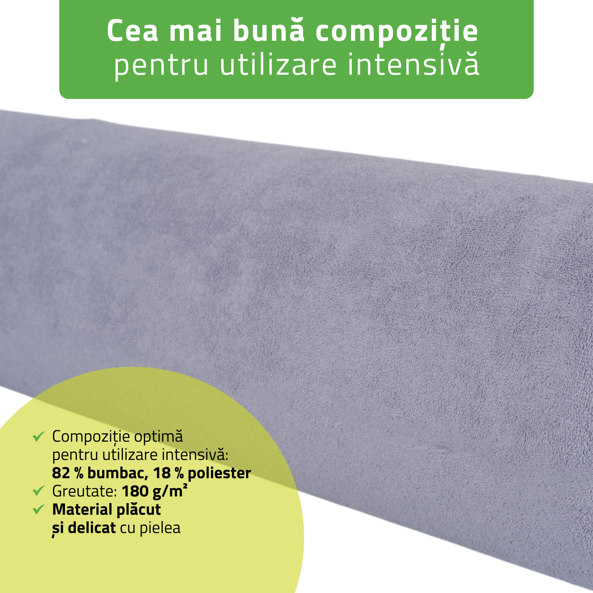 Husă din frotir textil cu elastic pentru cilindru, rolă de poziționare | 15x60 cm | Bej Negru Gri Verde