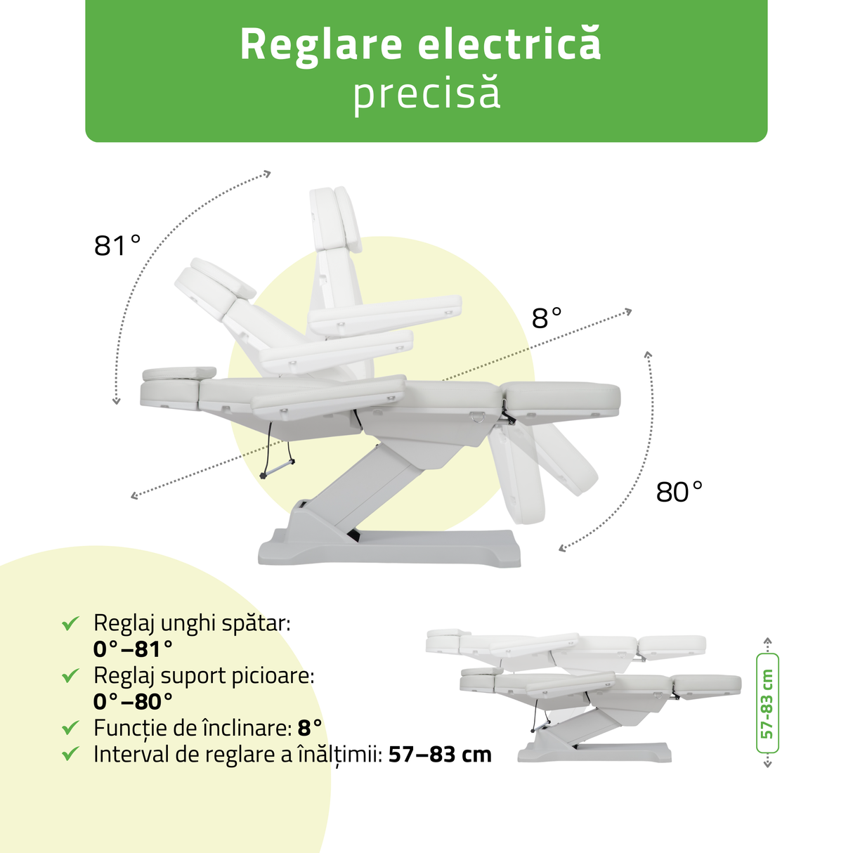 Fotoliu cosmetic, electric SELIA PRO 4 | Telecomandă manuală | 3 ani garanție!