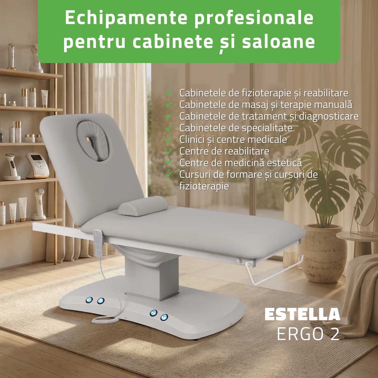 Pat cosmetic electric încălzit | Estella ERGO 2 | Telecomandă Manuală | 3 ani garanție!
