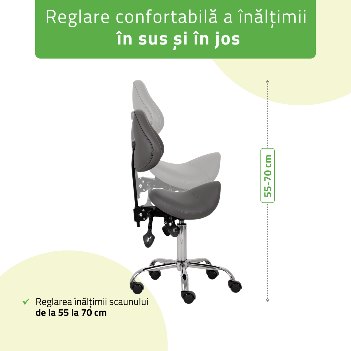 Scaun,Taburet rotativ cu spătar | Sola