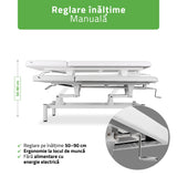 Masă de masaj fixă Vigo 2 | Pat de masaj fix |  2 segmente | Reglare înălțimii manuală prin manivelă | 2 ani garanție!