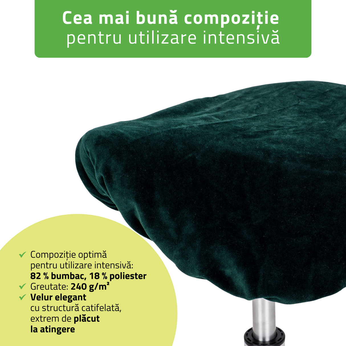 Husă din material Velur pentru Taburet | Scaun cu roți | Diametru 34-40 cm