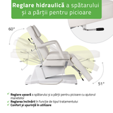 Fotoliu cosmetic electric | LARIS | Scaun cosmetic cu reglare a înălțimi electrică | 1 motor | Telecomandă Manuală | 3 ani garanție!