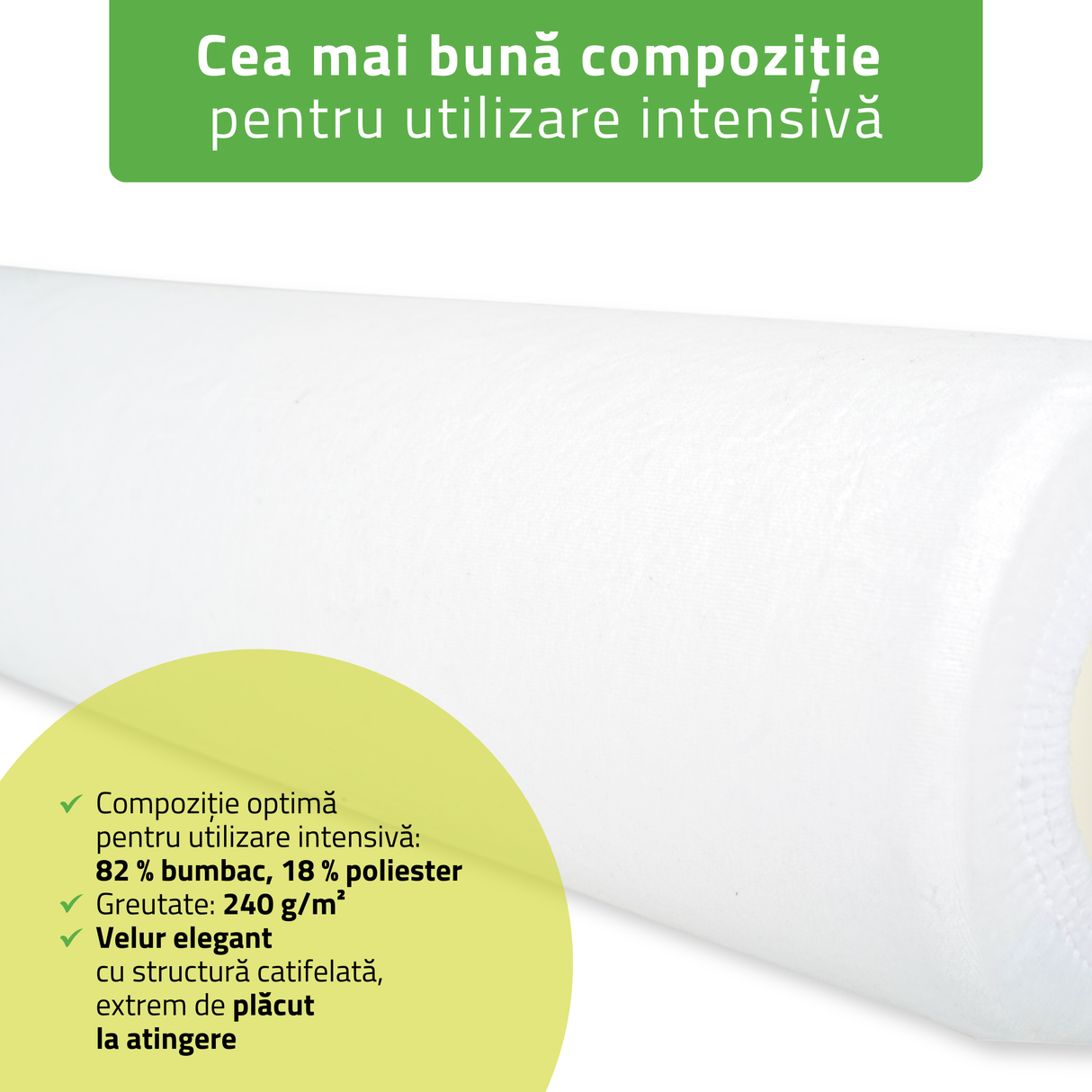 Husă din Velur cu elastic pentru cilindru, rolă de poziționare | 15x60 cm