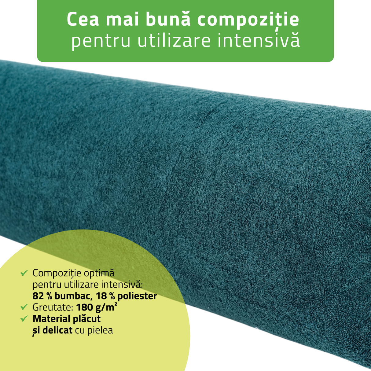Husă din frotir textil cu elastic pentru cilindru, rolă de poziționare | 15x60 cm | Bej Negru Gri Verde