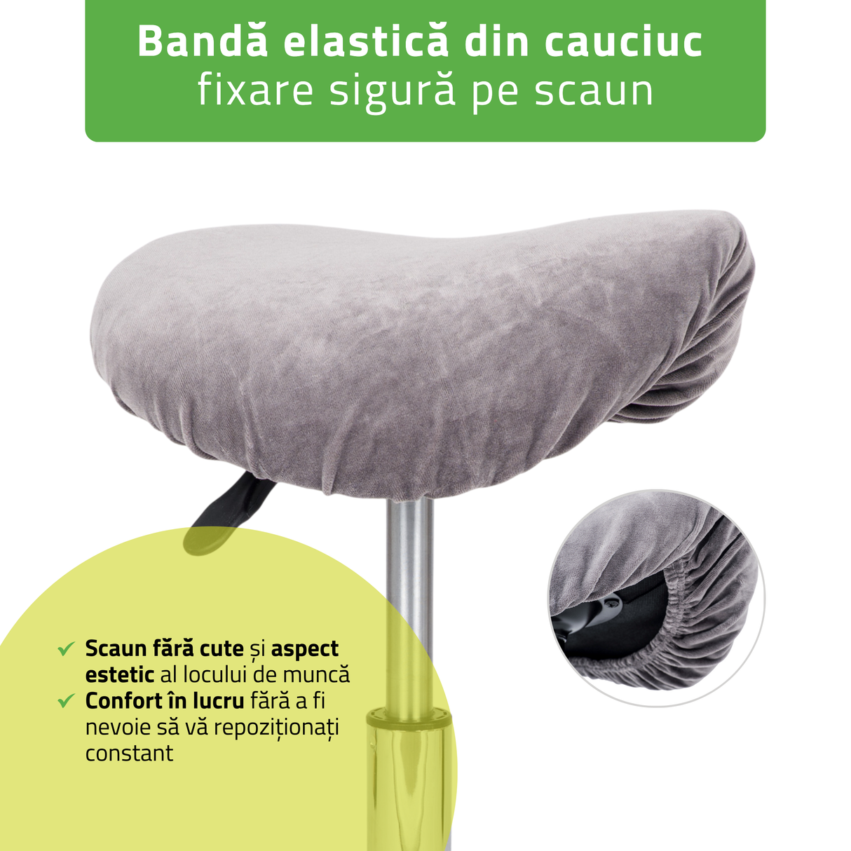 Husă din material Velur pentru Taburet | Scaun cu roți | Diametru 34-40 cm