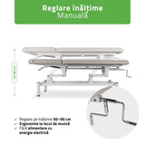 Masă de masaj fixă Vigo 2 | Pat de masaj fix |  2 segmente | Reglare înălțimii manuală prin manivelă | 2 ani garanție!