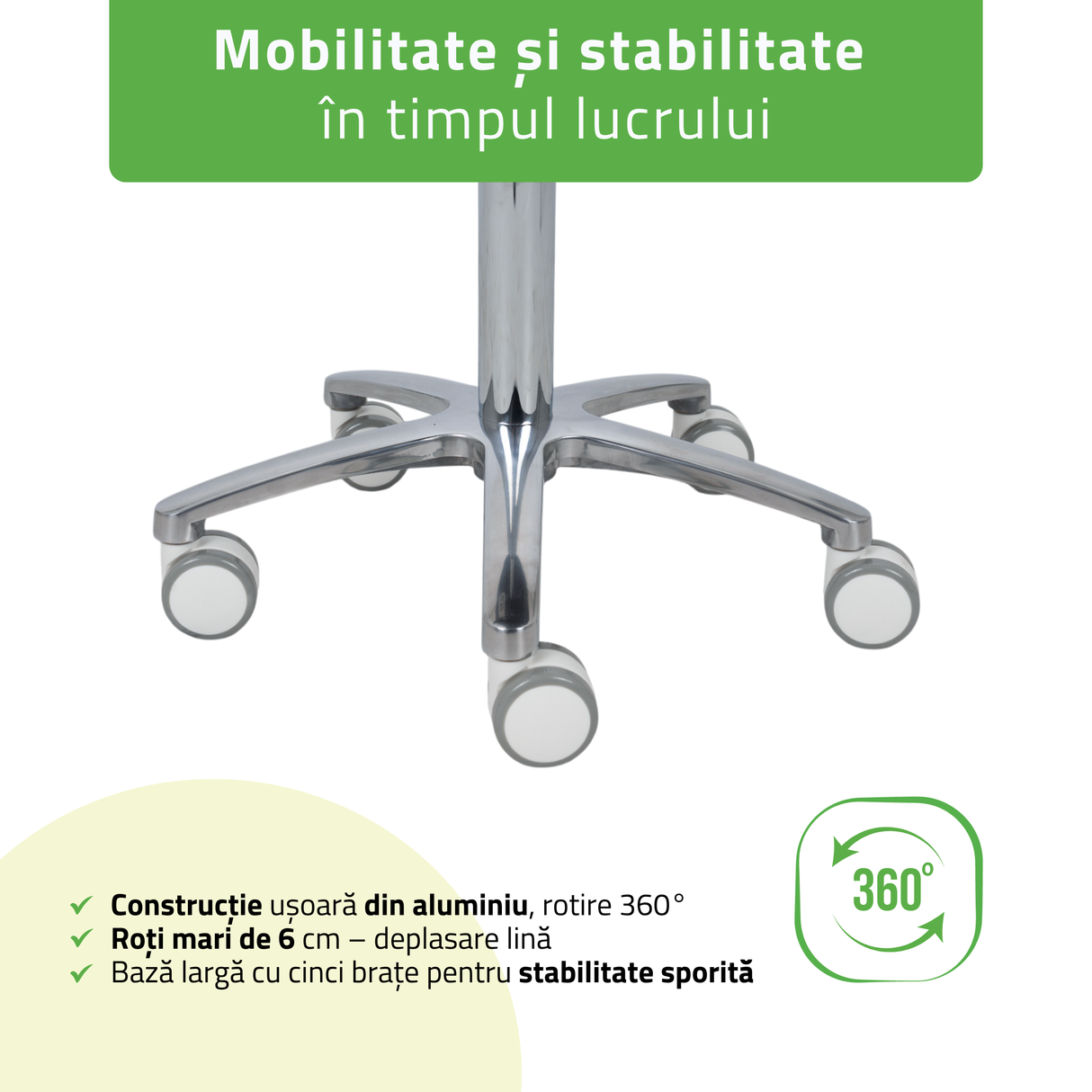 Scaun, Taburet rotativ cu roți | Mobi