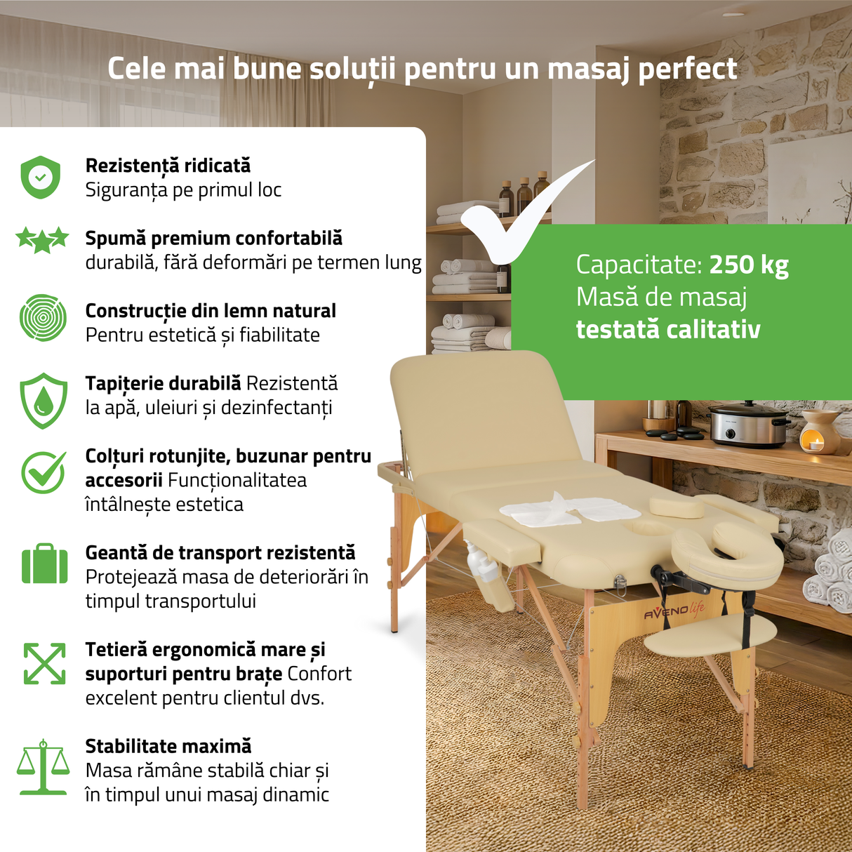 Masă de masaj pliabilă Bianca | Pat cosmetică