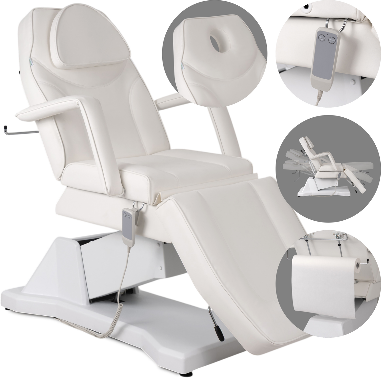 Fotoliu cosmetic electric | LARIS | Scaun cosmetic cu reglare a înălțimi electrică | 1 motor | Telecomandă Manuală | 3 ani garanție!