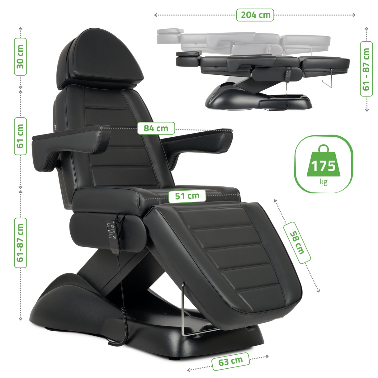 Fotoliu cosmetic electric | LEO PRO 4| Scaun cosmetic cu reglare electrică | Telecomandă manuală | 3 ani garanție!