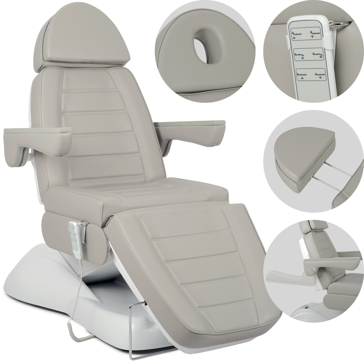 Fotoliu cosmetic electric | LEO PRO 4| Scaun cosmetic cu reglare electrică | Telecomandă Manuală