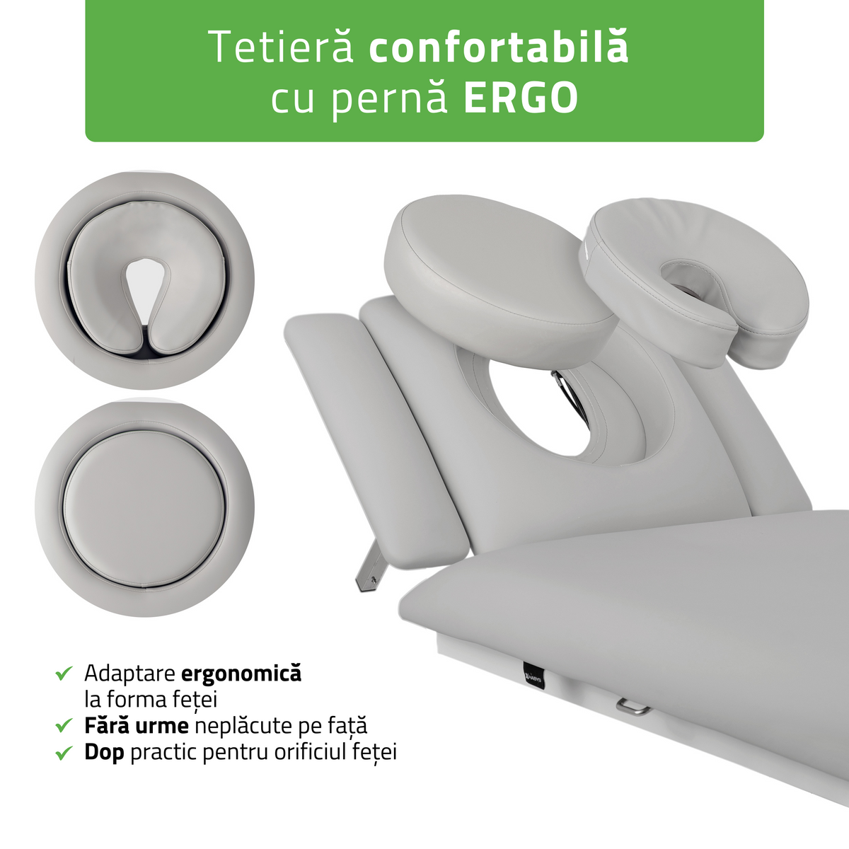 Masă de masaj electrică Fortis 4 Ergo | 4 segmente | Telecomandă manuală | Ramă de control