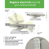 Fotoliu cosmetic electric | LEO PRO 4| Scaun cosmetic cu reglare electrică | Telecomandă Manuală
