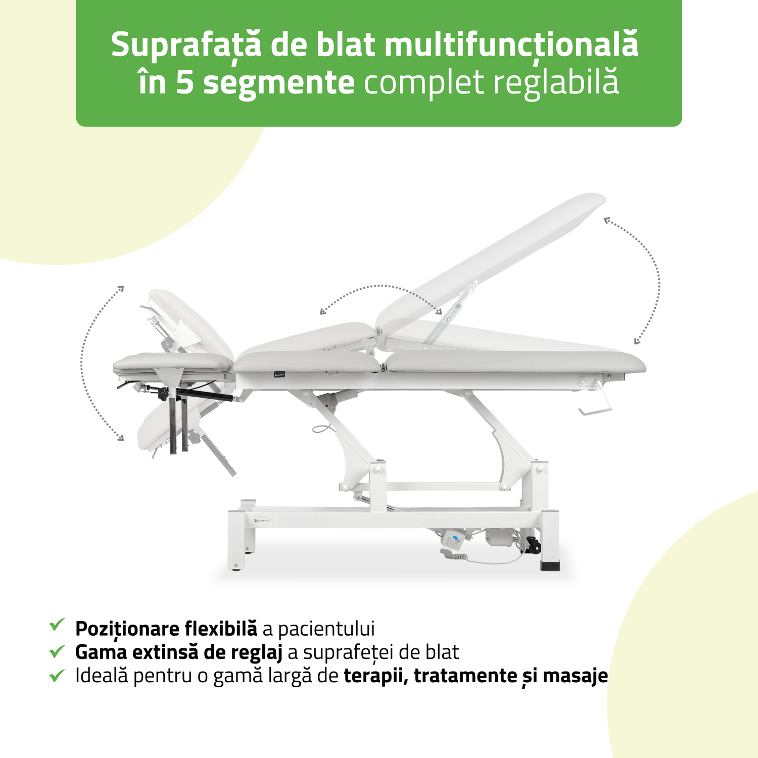 Masă de masaj electrică Fortis 5 Ergo | Pat de masaj electric | 5 segmente | Telecomandă Manuală | 3 ani garanție!