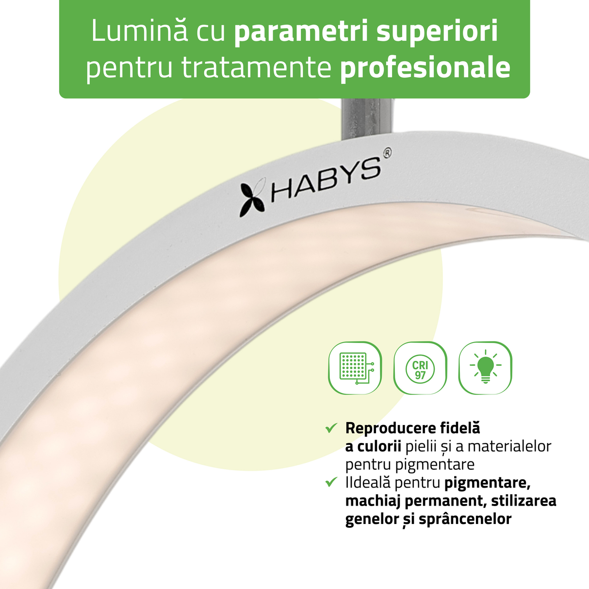 Habys VENA Lampă cosmetică LED | 45W | pentru stilizarea genelor, sprâncenelor și machiaj permanent