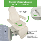 Pat cosmetic electric | Luxoria PRO 5 | Scaun cosmetic cu reglare electrică | Panou Control | Telecomandă Manuală | 3 ani garanție!