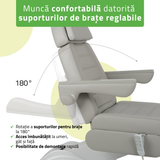 Fotoliu cosmetic electric | LEO PRO 4| Scaun cosmetic cu reglare electrică | Telecomandă Manuală