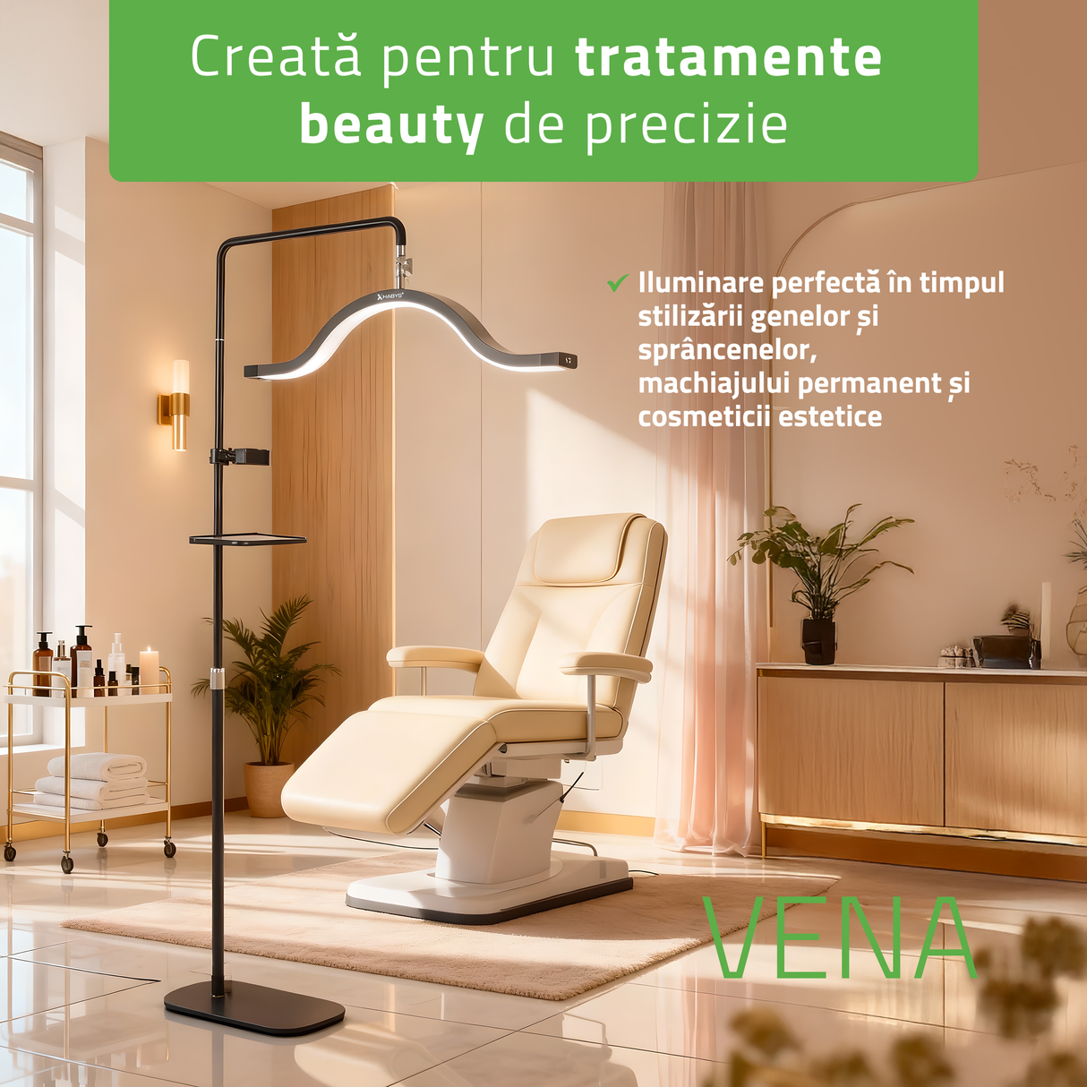 Habys VENA Lampă cosmetică LED | 45W | pentru stilizarea genelor, sprâncenelor și machiaj permanent