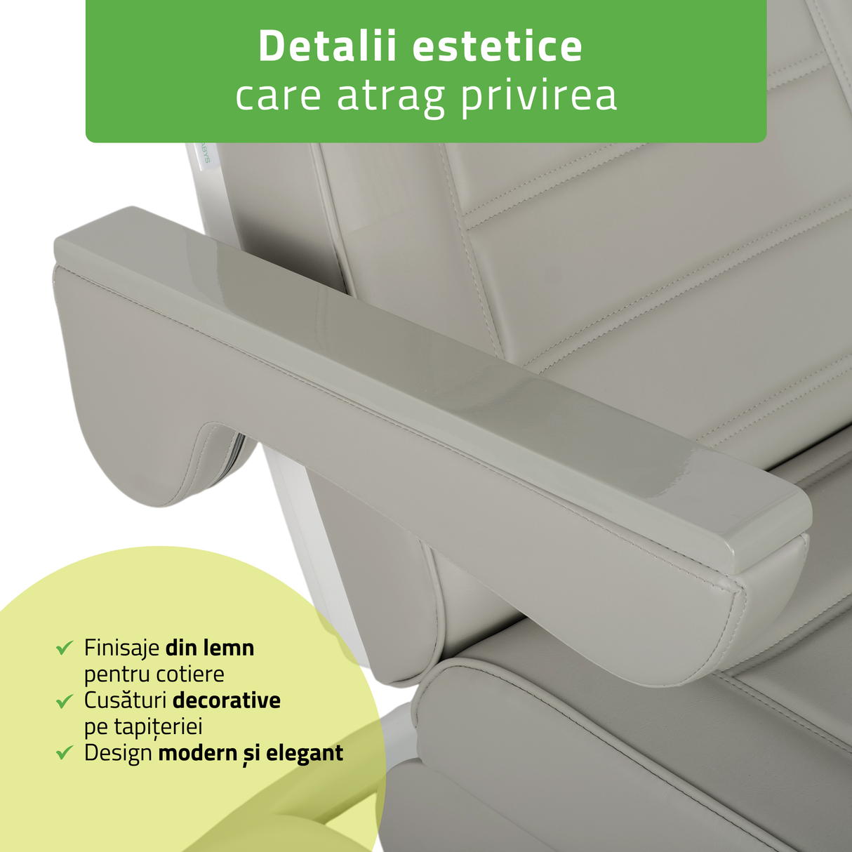 Fotoliu cosmetic electric | LEO PRO 4| Scaun cosmetic cu reglare electrică | Telecomandă Manuală