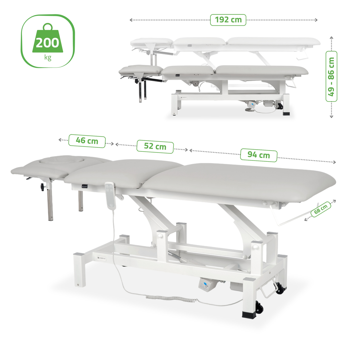 Masă de masaj electrică Fortis 5 Ergo | Pat de masaj electric | 5 segmente | Telecomandă Manuală | Ramă de control  | 3 ani garanție!