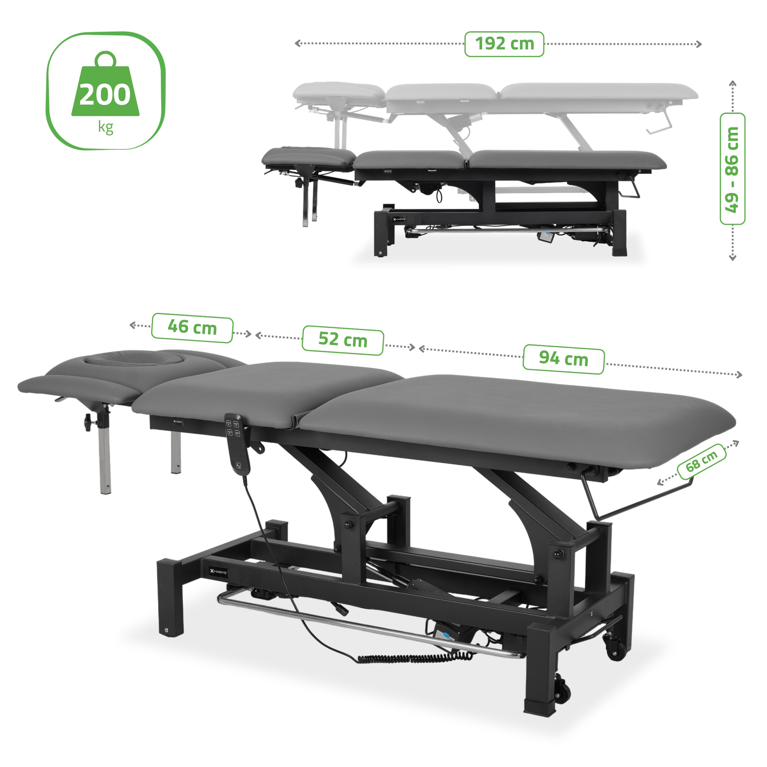 Masă de masaj electrică Fortis 5 Ergo | Pat de masaj electric | 5 segmente | Telecomandă Manuală | Ramă de control  | 3 ani garanție!