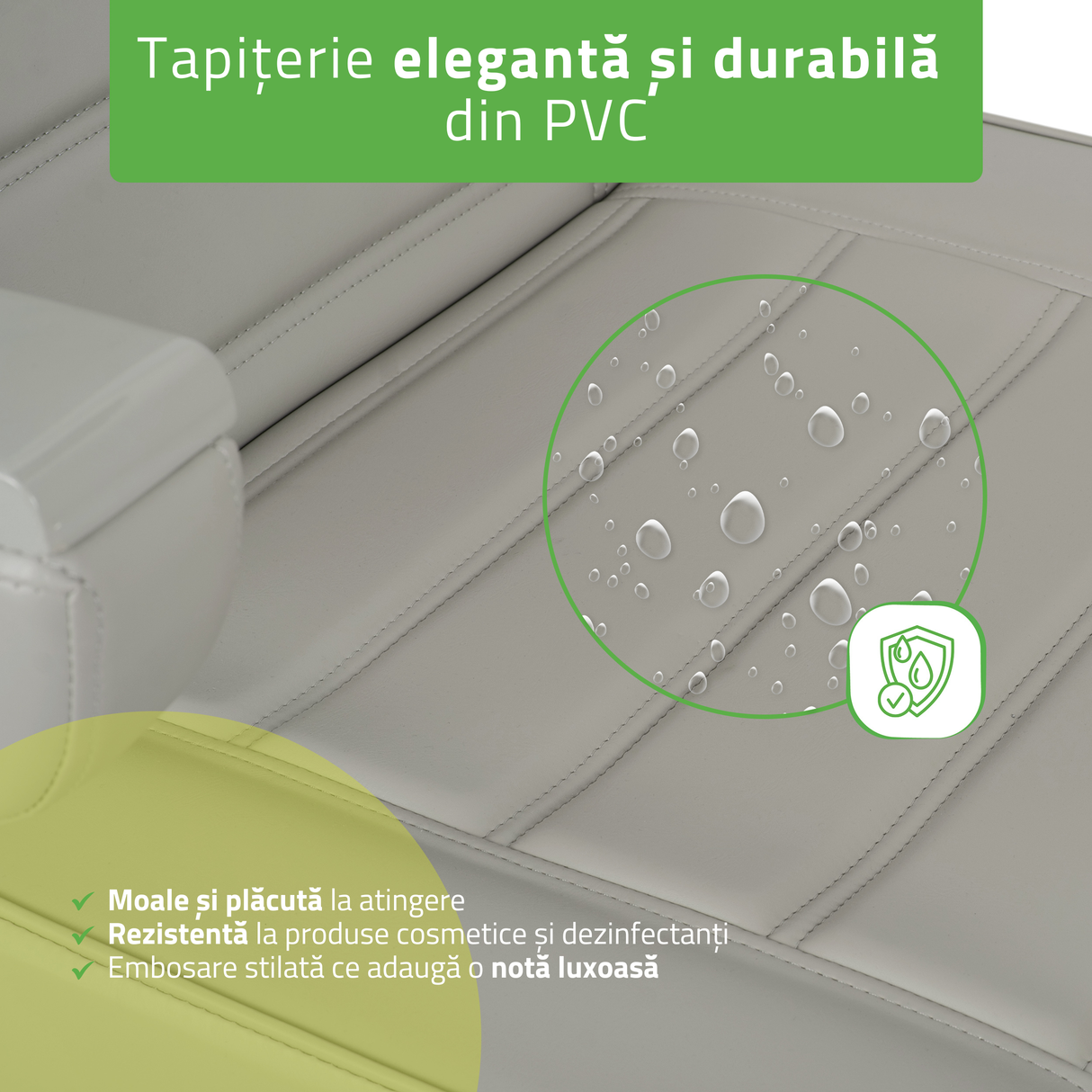 Fotoliu cosmetic electric | LEO PRO 4| Scaun cosmetic cu reglare electrică | Telecomandă Manuală